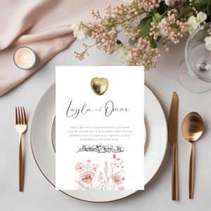 Spring Wedding Table Favour Card Template