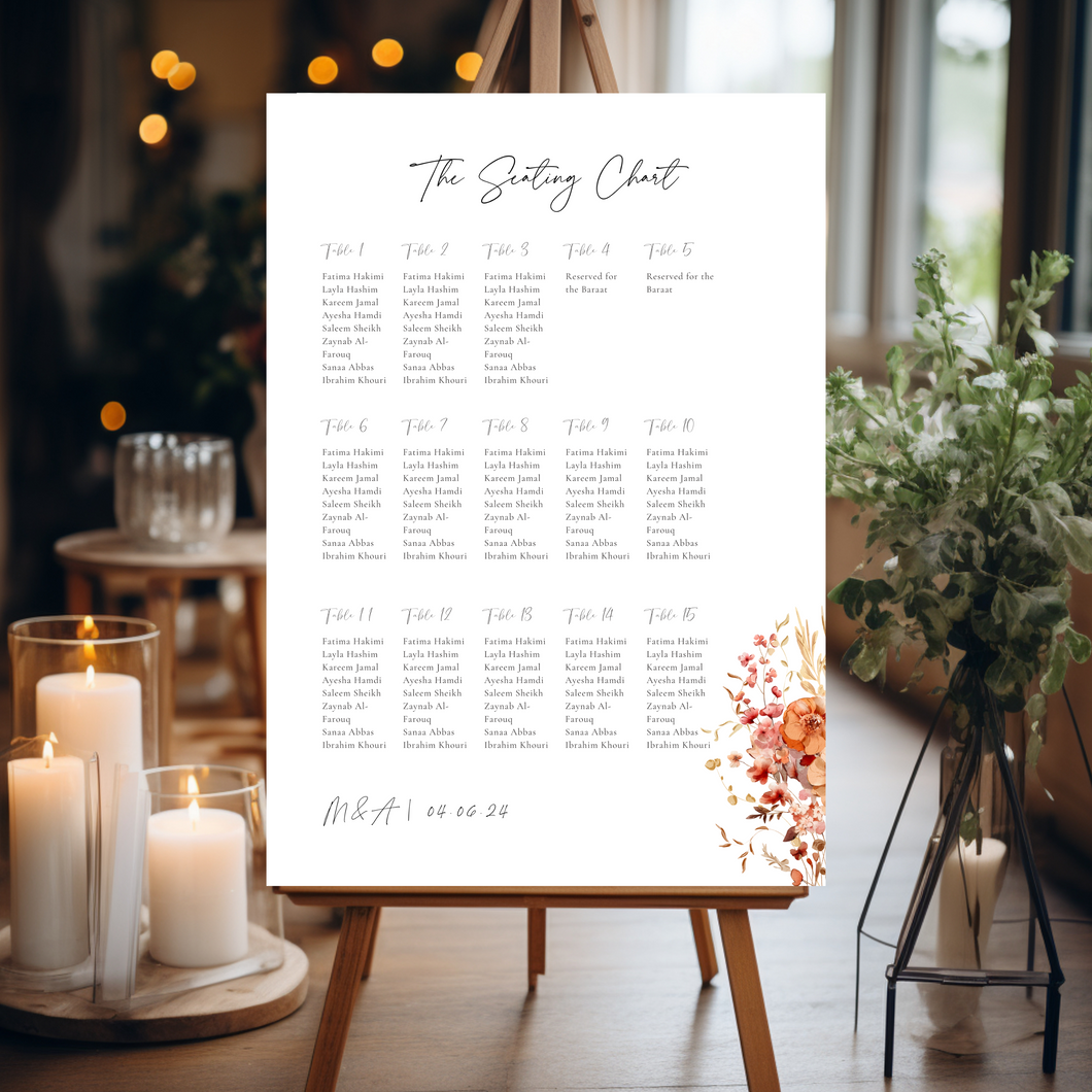 Autumn Seating Chart Template