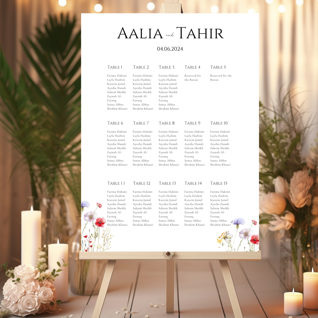 Summer Seating Chart Template