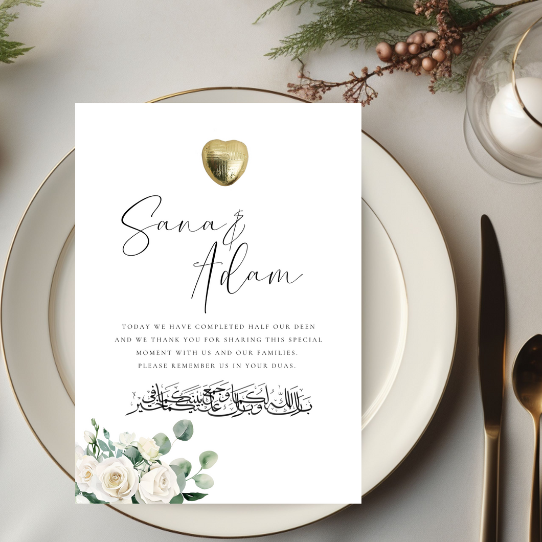 Winter Wedding Table Favour Card Template